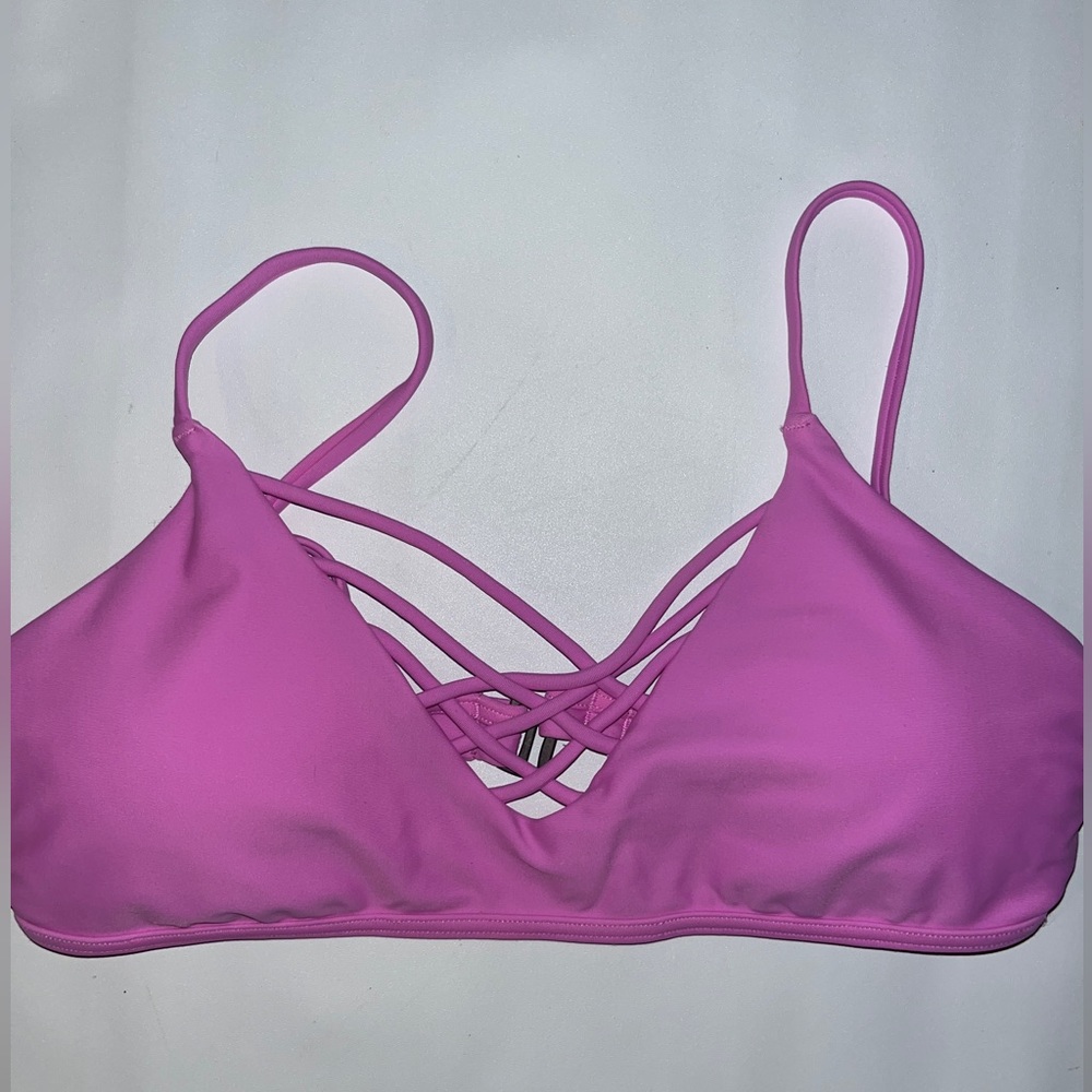 Hollister pink cross cross bikini swim top